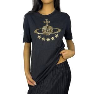 Vivienne Westwood Anglomania Gold Orb Sequins Black T-Shirt